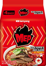 MEP_Black_Pepper_and_Beef_Flavor,_Instant_Korean_Ramen_noodles,_Spicy_Ramyeon_Noodle_Soup_[4.23_OZ_(120g)_x_4_Bags]