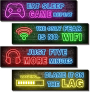 4_Pcs_Printed_Neon_Gaming_Posters,_Teen_Boys_Room_Decorations,_gamer_wall_art_Decor_for_bedroom_Wooden