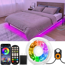 Motion_Sensor_LED_Light_Strip_9.84ft/19.68ft_Under_Bed_Lights,_RGB_3_Mode_Motion_Activated_Bed_Light_with_Music_Sync_and_Timer,_Dimmable_Color_Changing_LED_Lights