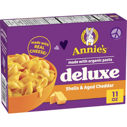Annie's_Homegrown_Creamy_Deluxe_Shells_&_Real_Aged_Cheddar_Sauce_Macaroni,_11_oz,_Packaging_may_vary