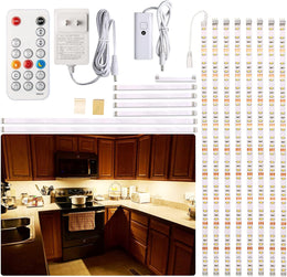 WOBANE_Under_Cabinet_Lighting,_8PCS_LED_Strip_Lights_with_Remote_and_24W_Adapter,_Ultra_Bright_240-LED_Tape_Light_for_Kitchen,Counter,Shelf,TV_Back_Warm_White/Natural_White/White,Dimmable,Timing,Memory_Function