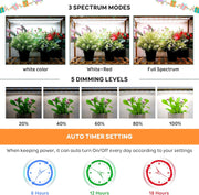 16''_2/4/6_Bars_Grow_Light_Strips_for_Indoor_Plants_with_Auto_ON/Off_Timer_6/12/18H,_5_Dimmable_Levels_for_Shelves_Plant_Growing(Pack_1)