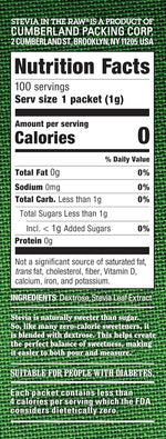 Stevia_In_The_Raw,_Plant_Based_Zero_Calorie,_No_Erythritol,_Sugar_Substitute,_Sugar-Free_Sweetener_for_Coffee,_Hot_&_Cold_Drinks,_Suitable_For_Diabetics,_Vegan,_Gluten-Free,_100Count_Packets_(1_Pack)