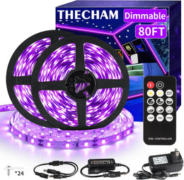20FT/40FT/80ft_Black_Lights_Strip_with_Remote,_12V_Flexible_Blackights_for_Glow_Party,_Adjust_Brightness,_Delay_Off,_3_Light_Modes,_Indoor_Fluorescent_Party,_Stage_Lighting