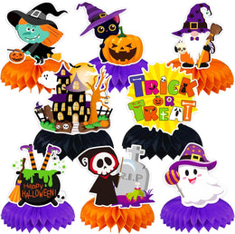 JULMELON_8PCS_Halloween_Party_Decorations_Honeycomb_Centerpiece,_Cute_Pumpkin_Ghost_Witch_Halloween_Centerpiece_Table_Decorations_Table_Toppers_for_Classroom_Halloween_Party_Favors_Supplies