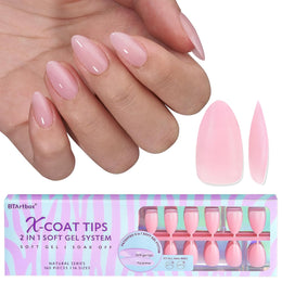 BTArtbox_XCOATTIPS_Natural_Nail_Tips_-Short_Almond_Press_On_Nails_Pink,_Long_Lasting_Soft_Gel_Nails_False_Nail,_Soak_Off_Acrylic_Fake_Nails_Extensions_for_Nail_Art_DIY_Summer_Gifts