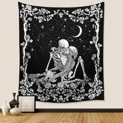 Wonrizon_The_Kissing_Lovers_Skull_Tapestry,Black_and_White_Romantic_Constellation_Skeleton_Tapestries_Wall_Hanging_decor_for_Living_Room_Bedroom_(30”x_40”)