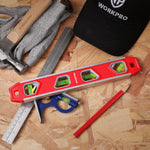 WORKPRO_12_Inch_Torpedo_Level,_Magnetic_Small_Leveler_Tool,_Plumbing_Level_with_Pitch_Vial,_Aluminum_Reinforced,_4_Bubbles,_V-Groove_for_Conduit_Bending
