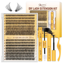 QUEWEL_DIY_Lash_Extension_Kit,_320_Pcs_Lash_Clusters_Kit_with_Lash_Bond_and_Seal_Cluster_Lashes_Glue_Remover_Eyelash_Clusters_Applicator_Tool_for_Natural_Look_DIY_At_Home(ZS-30D+40D-kit)_Makeup_Eyelashes_Extensions_Eyelash_Extension_Cosmetic