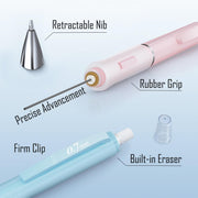 Four_Candies_Pastel_Mechanical_Pencil_Set_-_3PCS_0.7mm_Mechanical_Pencils_with_360PCS_HB_Lead_Refills,_3PCS_Erasers_and_9PCS_Eraser_Refills,_Cute_Pencils_for_School_Drawing_&_Writing