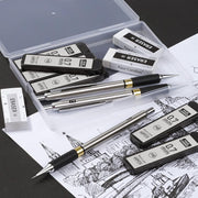 Metal_Mechanical_Pencil_Set_-_3PCS_0.7mm_Art_Mechanical_Pencils_&_360PCS_HB_Lead_Refills_&_3PCS_Erasers_&_9PCS_Eraser_Refills,_Drawing_Mechanical_Pencils_for_Writing,_Sketching-With_Case