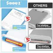 Sooez_Glitter_Clipboard_with_Storage,_High_Capacity_Storage_Clipboard_with_Pen_Holder,_Cute_Clip_Boards_8.5x11_with_Low_Profile_Clip,_Sparkle_Plastic_Clipboard_Case_Box_for_Women,_Side_Opening