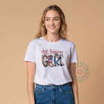 Leopard Stars Stripes All American Girl Hoodie Show Your Pride This 4th of July Choose TShirt Sweatshirt or Hoodie with Fun Mixed Print Letters