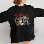 Leopard Stars Stripes All American Girl Hoodie Show Your Pride This 4th of July Choose TShirt Sweatshirt or Hoodie with Fun Mixed Print Letters