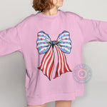 4th of July American Flag Bow T-Shirt – Cute USA Patriotic Sweatshirt & Hoodie, Independence Day