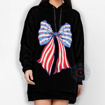 4th of July American Flag Bow T-Shirt – Cute USA Patriotic Sweatshirt & Hoodie, Independence Day