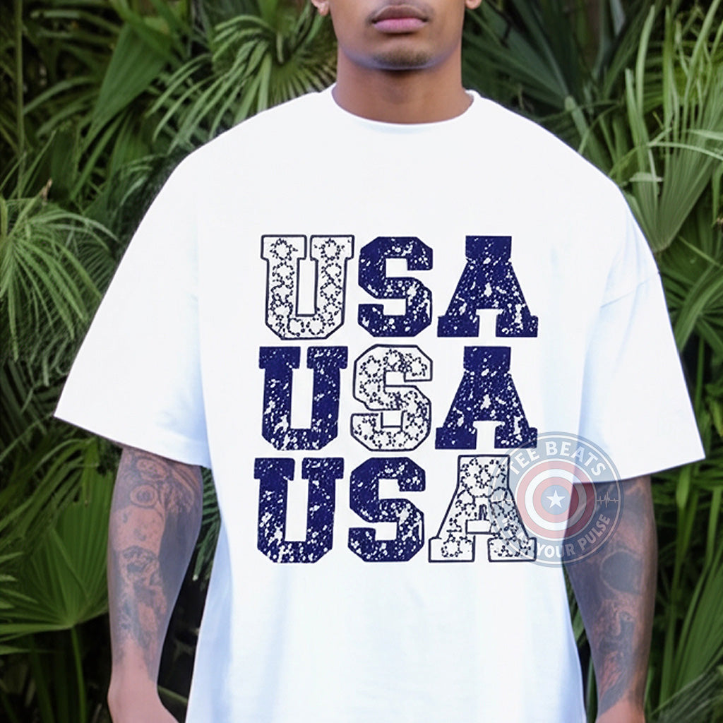 Mother's Day Retro Shirt - Patriotic Stars & USA Design T-Shirt/Sweatshirt/Hoodie in Blue | Comfort Colors Tee