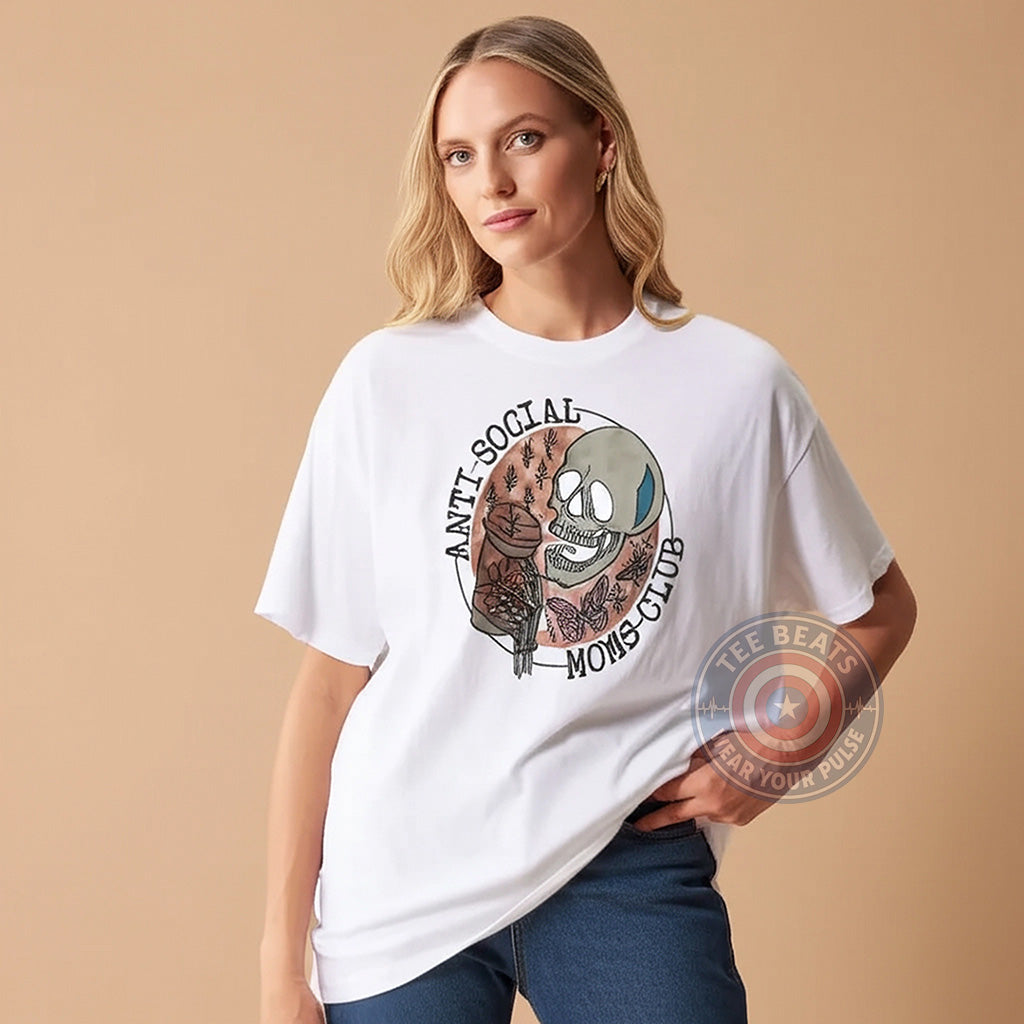 Edgy Mother's Day Shirt/Sweatshirt/Hoodie - Anti-Social Moms Club Skull Design