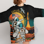 Explore Your Dream Astronaut Father's Day Hoodie/T-Shirt – Space-Themed Sweatshirt with Flag Graphic for Dad