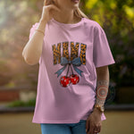 Mother's Day Blue Bow Mama Leopard Cherries Shirt/Sweatshirt/Hoodie – 'MAMA' Print with Bow and Cherry Graphic, Stylish Gift for Moms