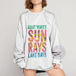 Mother's Day Boat Waves & Sun Rays Shirt/Sweatshirt/Hoodie – Lake Life & Retro Graphic, Multi-Color 'Sunshine' Print, Perfect Gift for Moms Who Love Summer - Tee Beats