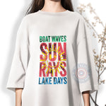 Mother's Day Boat Waves & Sun Rays Shirt/Sweatshirt/Hoodie – Lake Life & Retro Graphic, Multi-Color 'Sunshine' Print, Perfect Gift for Moms Who Love Summer - Tee Beats