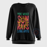 Mother's Day Boat Waves & Sun Rays Shirt/Sweatshirt/Hoodie – Lake Life & Retro Graphic, Multi-Color 'Sunshine' Print, Perfect Gift for Moms Who Love Summer - Tee Beats