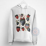 Patriotic Strawberry T-Shirt Hoodie Sweatshirt Celebrate Independence Day with This Fun 4th of July American Flag Fruit Design - Tee Beats