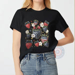 Patriotic Strawberry T-Shirt Hoodie Sweatshirt Celebrate Independence Day with This Fun 4th of July American Flag Fruit Design - Tee Beats