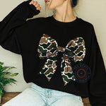 Mother's Day Camo Coquette Bow Sweatshirt – Old School Style Cotton Round Neck T-Shirt/Sweatshirt/Hoodie, Unisex Shirt for Men and Women