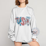 Independence Day Hoodie Patchwork July 4th T-Shirt Sweatshirt with Fun Plaid Polka Dot Floral Design