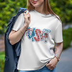 Independence Day Hoodie Patchwork July 4th T-Shirt Sweatshirt with Fun Plaid Polka Dot Floral Design