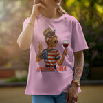 Fashionable American Girls Wine & USA Flag 4th of July Relaxed T-shirt, Sweatshirt, Hoodie