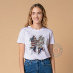 Independence Day Bow T-Shirt - Stars Stripes Leopard Graphic Hoodie Sweatshirt for Celebrating in Style