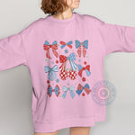 Vintage 1776 with Floral & Bows - Patriotic USA Plaid 4th of July T-shirt/Sweatshirt/Hoodie 