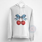 Sweet Cherry Patriot Bow Hoodie Sweatshirt T-shirt 4th of July Star-Spangled Charm
