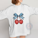 Sweet Cherry Patriot Bow Hoodie Sweatshirt T-shirt 4th of July Star-Spangled Charm