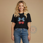 Sweet Cherry Patriot Bow Hoodie Sweatshirt T-shirt 4th of July Star-Spangled Charm
