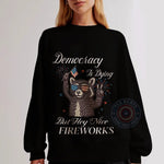 Raccoon Fireworks Hoodie Sweatshirt T-shirt Democracy Patriotic July 4th Humor