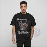 Raccoon Fireworks Hoodie Sweatshirt T-shirt Democracy Patriotic July 4th Humor