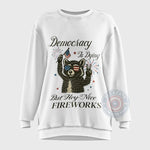 Raccoon Fireworks Hoodie Sweatshirt T-shirt Democracy Patriotic July 4th Humor