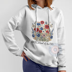 Vibrant Floral Patriot 4th of July Floral Hoodie Sweatshirt for Independence Day Celebration