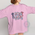 Retro America Floral Coquette USA 4th of July T-Shirt Sweatshirt Hoodie - Tee Beats