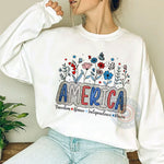 Unique Floral Retro American 4th of July T-Shirt, Sweatshirt & Hoodie