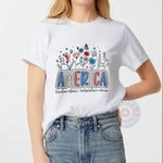 Unique Floral Retro American 4th of July T-Shirt, Sweatshirt & Hoodie