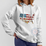 Floral American Flag Map T-shirt/Sweatshirt/Hoodie - Patriotic USA Flowers for 4th of July - a meaningful Independence Day gift
