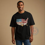 Floral American Flag Map T-shirt/Sweatshirt/Hoodie - Patriotic USA Flowers for 4th of July - a meaningful Independence Day gift
