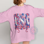 Floral USA Patriotic T-shirt/Coquette Bow Sweatshirt/Independence Day Hoodie