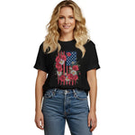 Floral American Flag T-Shirt Sweatshirt Hoodie Independence Day Poppies T-shirt
