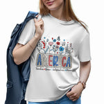 Unique Floral Retro American 4th of July T-Shirt, Sweatshirt & Hoodie